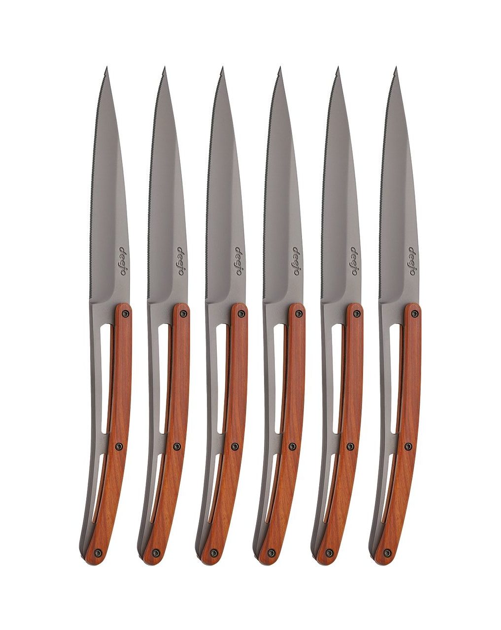 https://deejo.com.au/wp-content/uploads/2022/07/deejo-steak-knives-set6-titanium-finish-coralwood-serrated-rotated.jpg